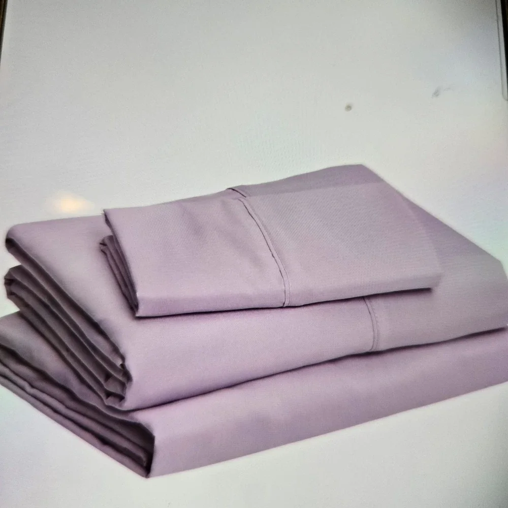 Lavender Twin Sheet Set Solid Color with Pillowcase, Fitted‎ & Flat Sheets
